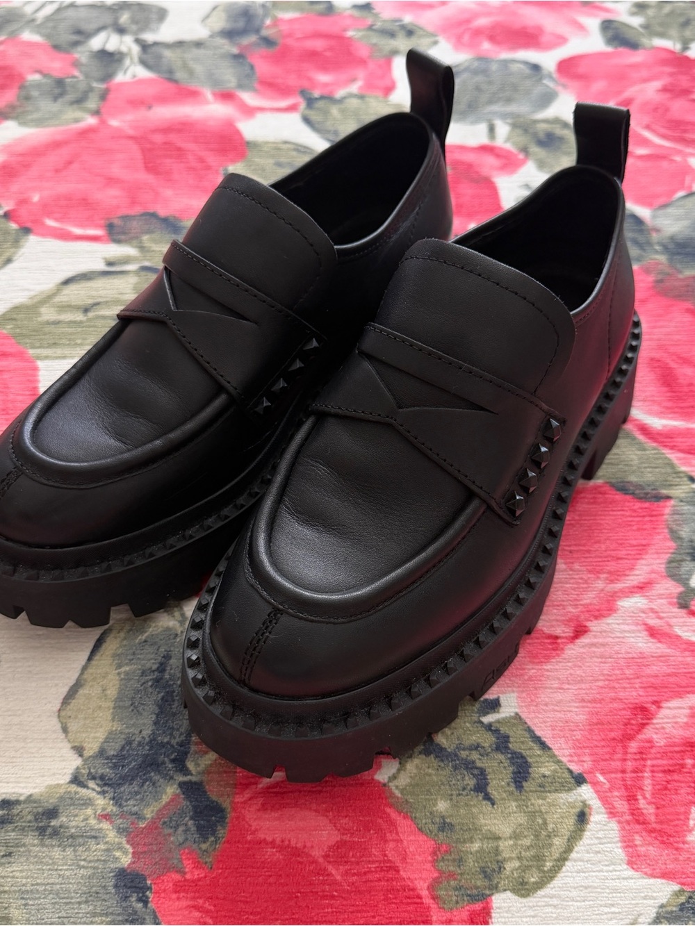 Ash Black Studded Chunky Leather Loafers